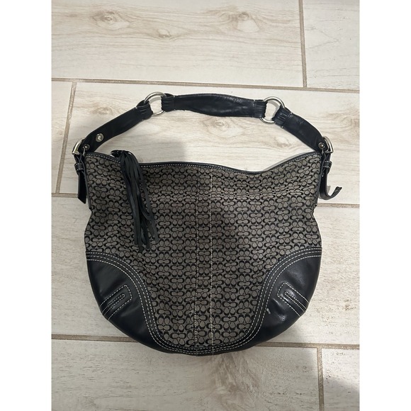 Coach Handbags - vintage Coach Soho signature hobo shoulder bag Black And Grey